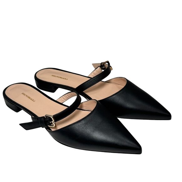 Bruno Magli Pasha Leather Buckle Strap Mules Flats Size 40 8.5-9 New $298 - Picture 2 of 6